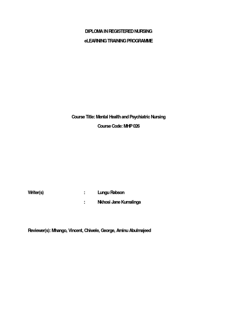 Mental Health and Psychiatric Nursing | PDF | Psychiatry | Mental Disorder