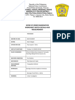 Scene of Crime Examination Worksheet Sketch Details and Measurement