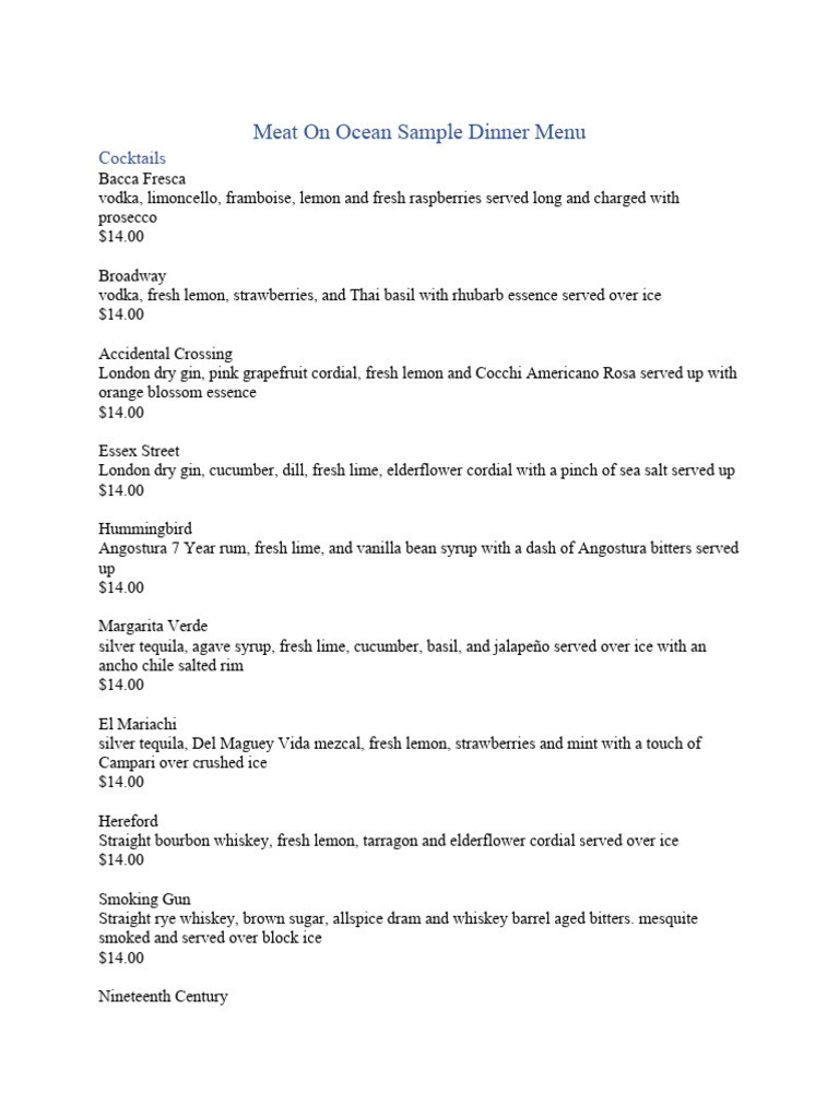 5c80549c4f71c1cc625e044b - Meat On Ocean Sample Dinner Menu ADA | PDF ...