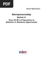 Entrep q2 Mod8 Four Ms of Operation in Relation To Business Opportunity