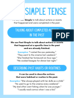 Past Simple Tense Educational Poster in Blue White Basic Style