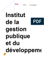 Institut de La Gestion Publique Et Du Développement: Search