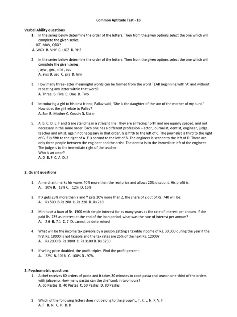Common Aptitude Test Questions & Answers | PDF | Interest | Money