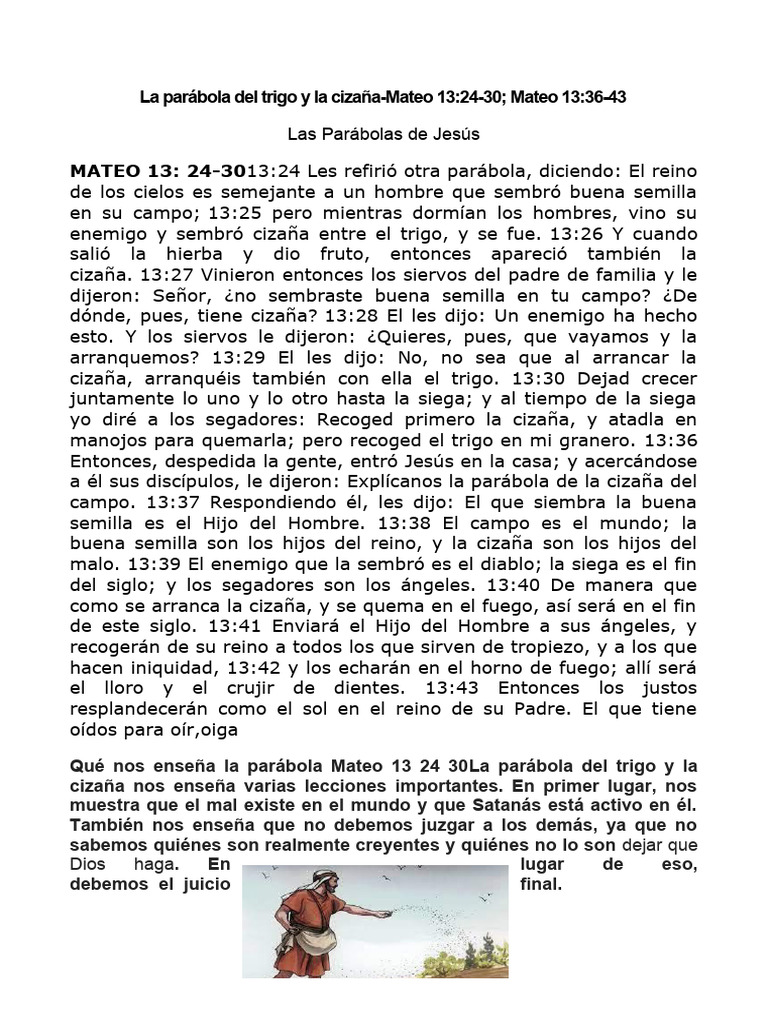 La Parábola Del Trigo y La Cizaña | PDF