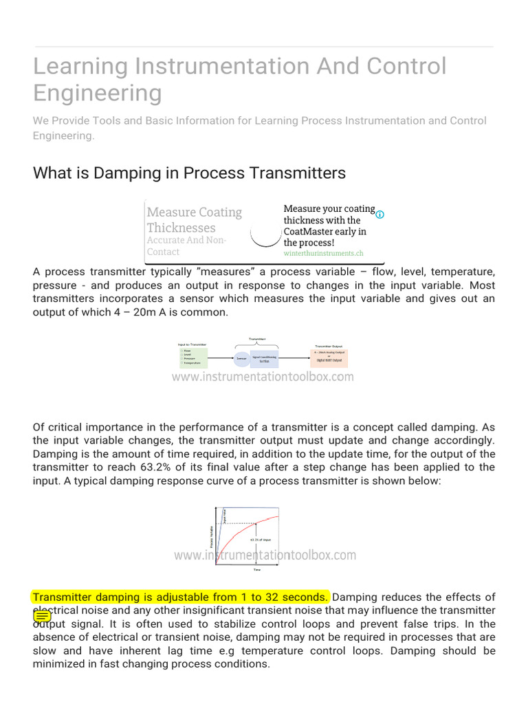 Understanding Damping in Transmitters | PDF | Instrumentation | Damping