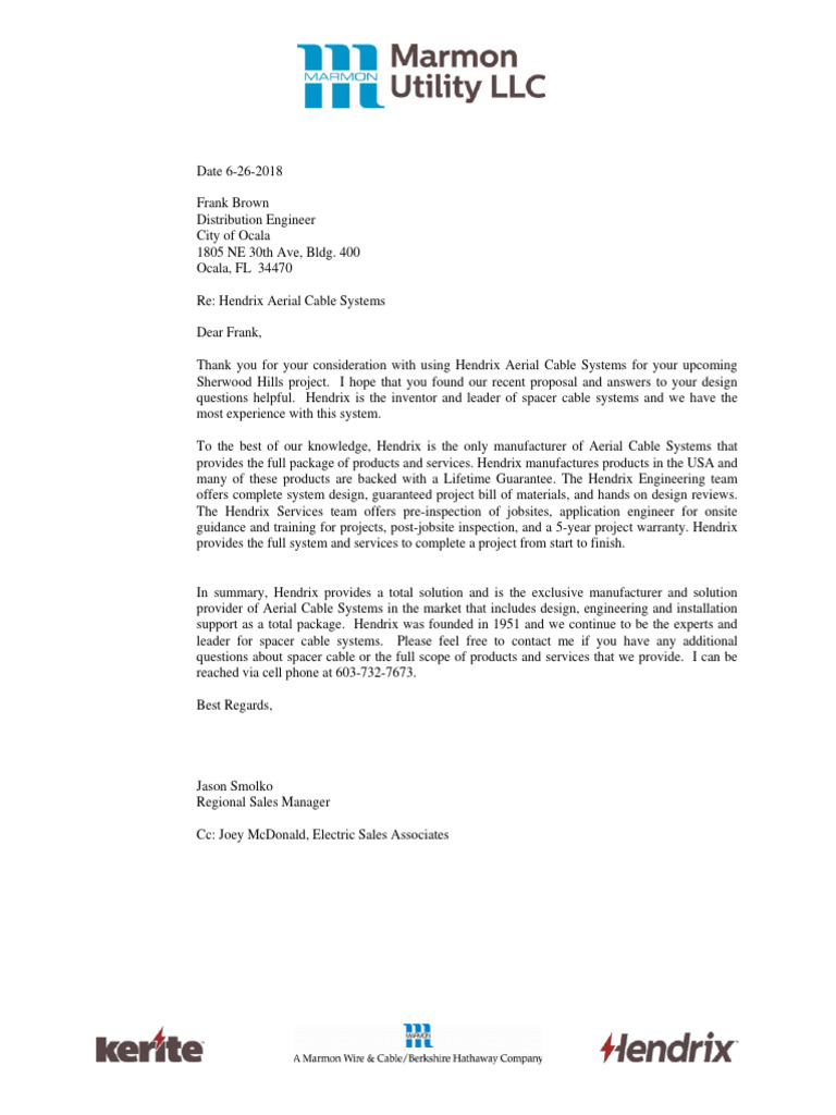 Hendrix Sole Source Letter PDF Transformer Insulator (Electricity)