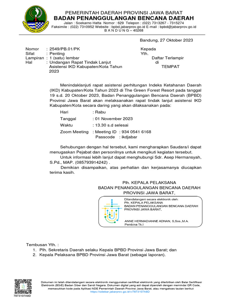 2549 Surat Undangan Rapat Tindak Lanjut Asistensi Ikd Kab Kota
