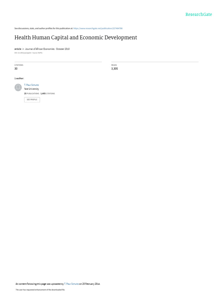 Health Human Capital and Economic Development | PDF | Economic Growth ...