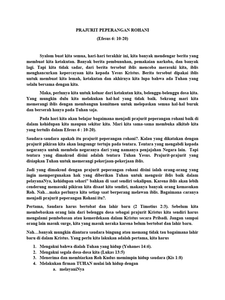 Prajurit Peperangan Rohani dalam Alkitab | PDF