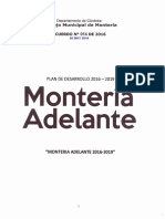 Plan de Desarrollo Montería Adelante Acuerdo 014 Mayo 26 de 2018