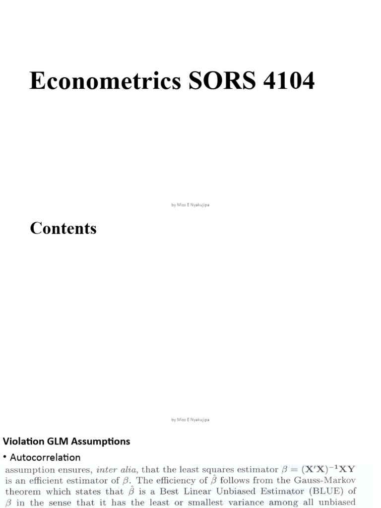 Understanding Autocorrelation in Econometrics | PDF | Autocorrelation ...