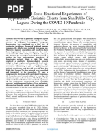 The Lived Socio-Emotional Experiences of Hypertensive Geriatric Clients From San Pablo City, Laguna During The COVID-19 Pandemic