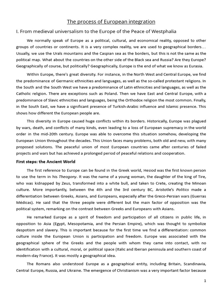 APUNTES - The Process of European Integration | PDF | Europe | Treaty ...
