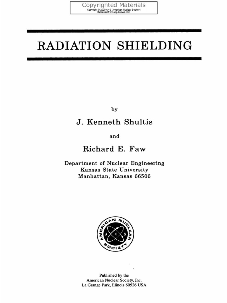 Shultis Faw Radiation Shielding (2000) PDF Neutron Scattering