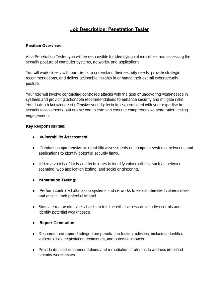 Job description penetration tester pdf penetration test