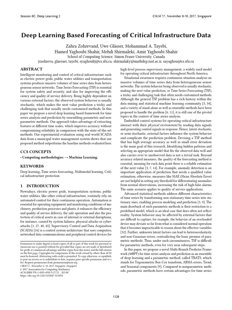 Deep Learning Based Forecasting of Critical Infrastructure Data | PDF ...