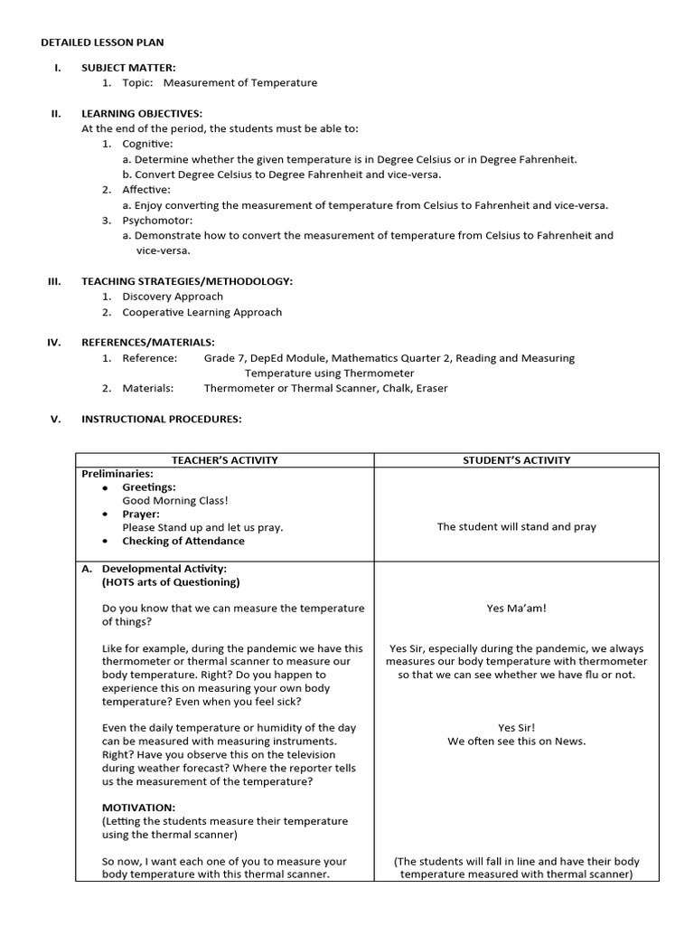 Temperature Conversion Lesson Plan | PDF | Fahrenheit | Celsius
