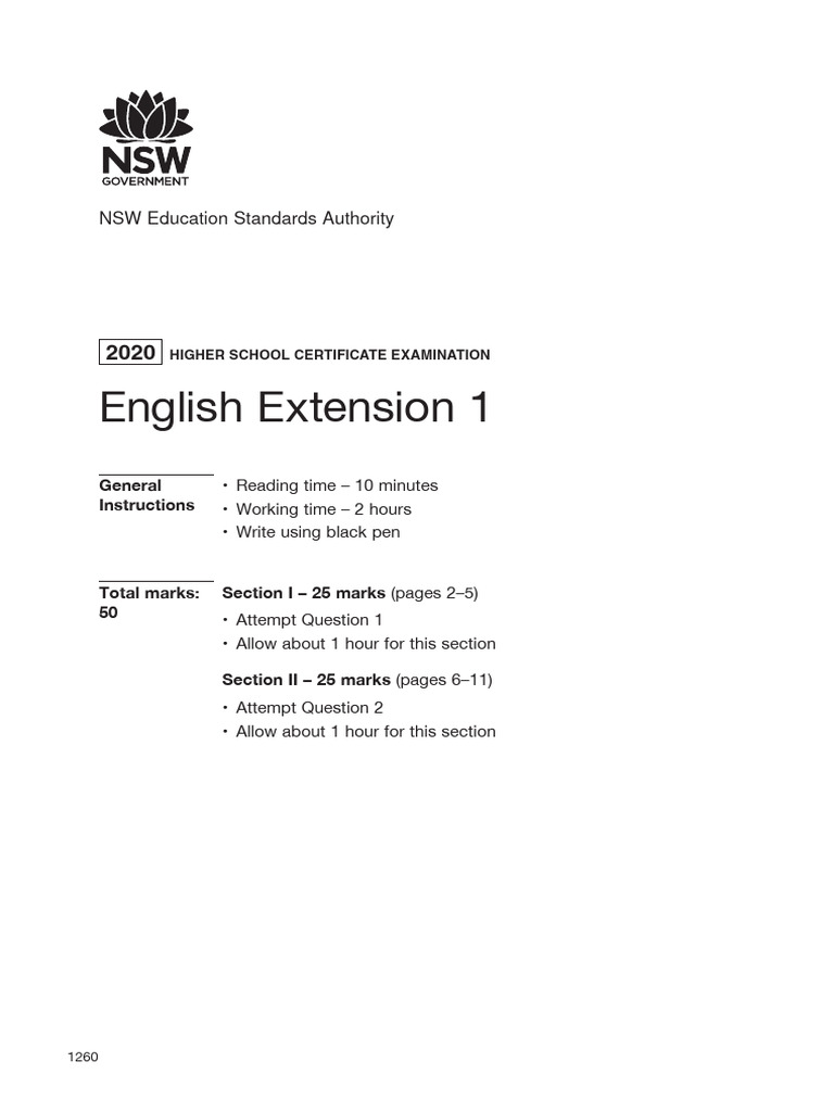 2020 HSC English Extension 1 PDF Samuel Taylor Coleridge