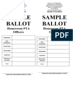 SAMPLE BALLOT HPTA Officers