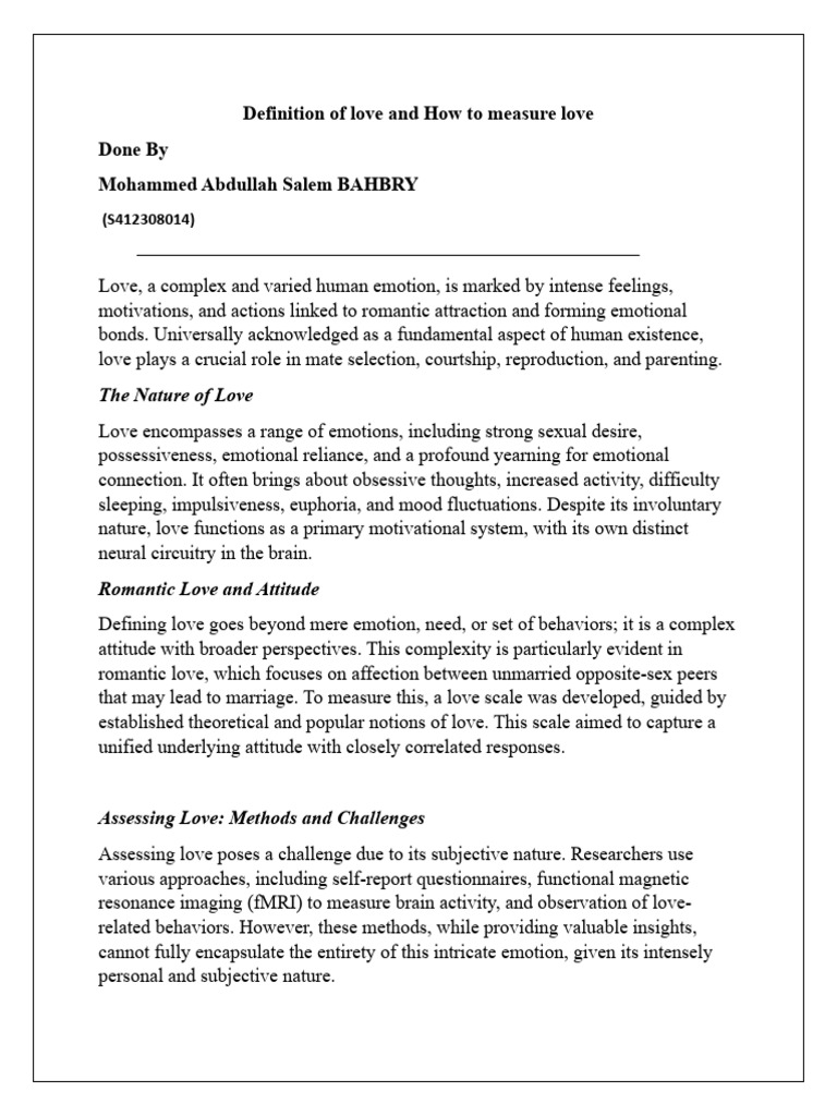 Understanding and Measuring Love | PDF | Love | Attitude (Psychology)
