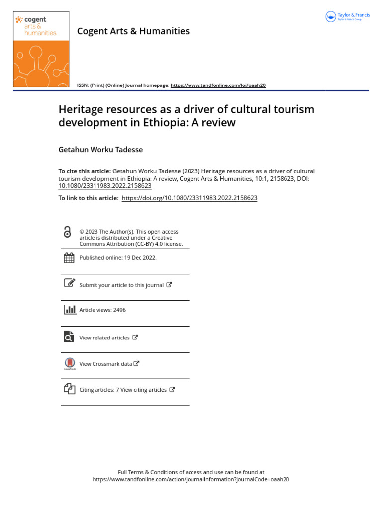 Cultural Tourism Development in Ethiopia | PDF | Cultural Heritage ...