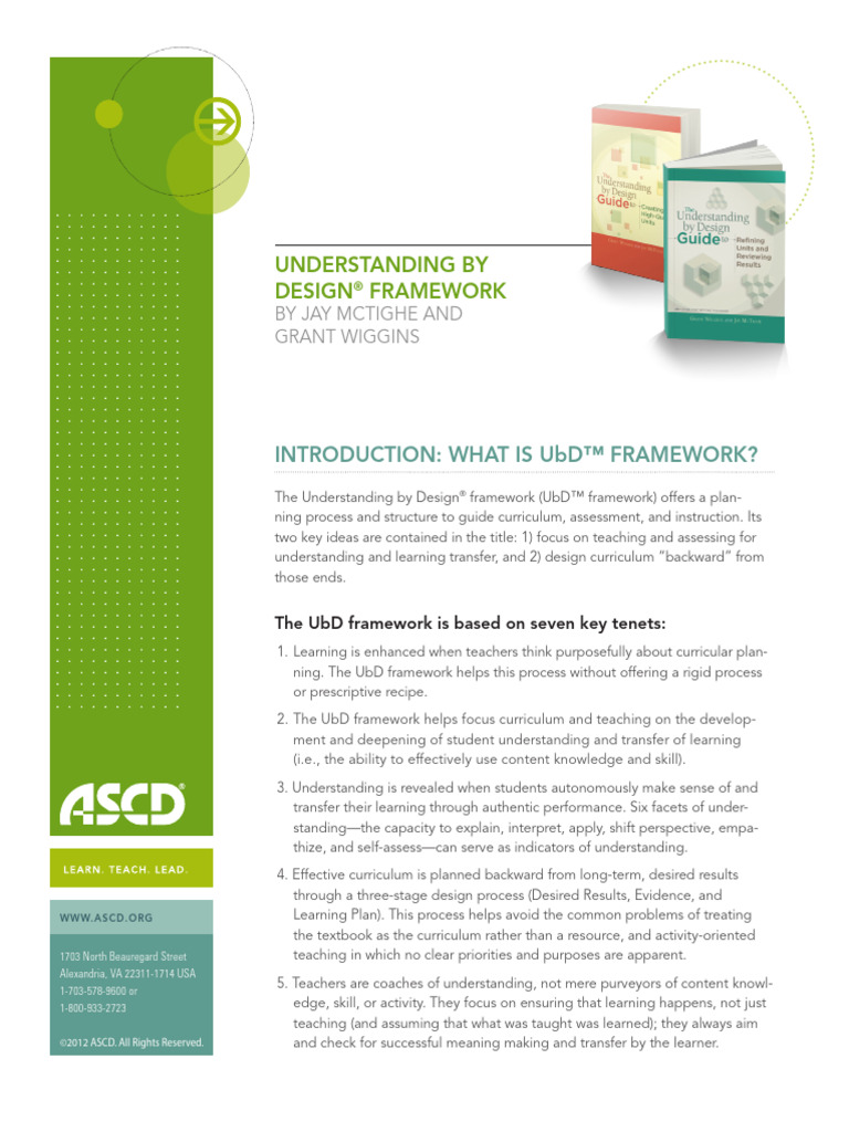 Understanding by design framework by jay mctighe and grant wiggins