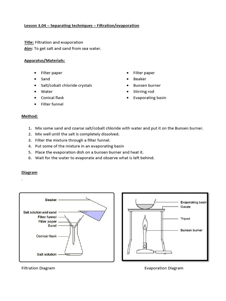 Lesson 3.04 Experiment Writeup Separation Techniques Filtration and