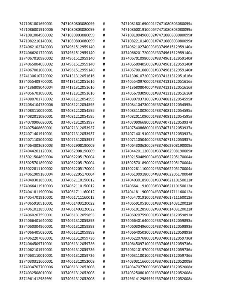 Document of Numeric Codes List | PDF | Sports & Recreation