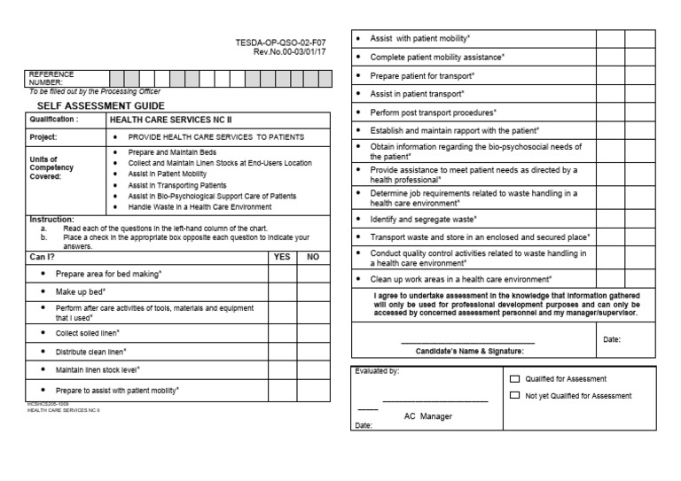 Self Assessment Guide for Health Care NC II | PDF | Patient | Health Care