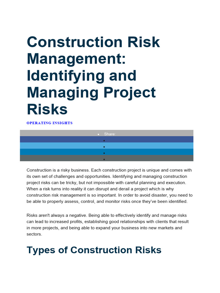 Construction Risk Management | PDF | Risk | Risk Management