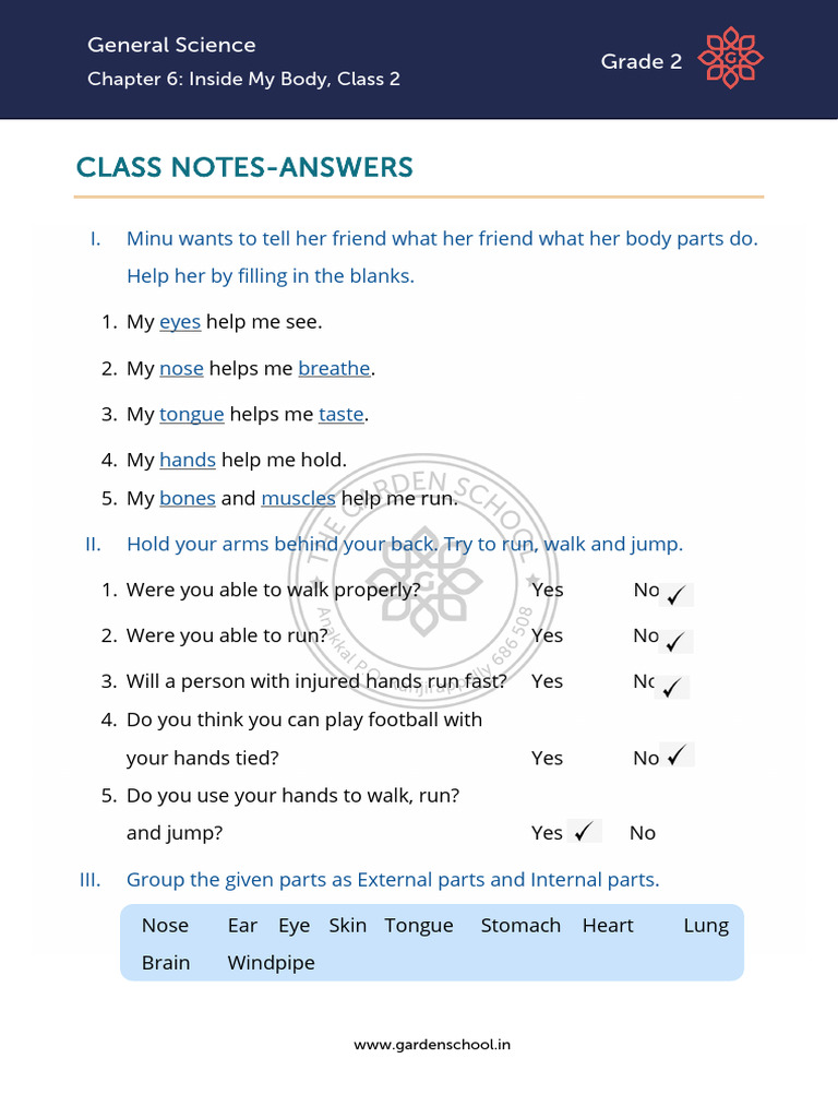 AK CN Grade+2 General+Science Chapter+6 Class+2 | PDF | Anatomy | Human ...
