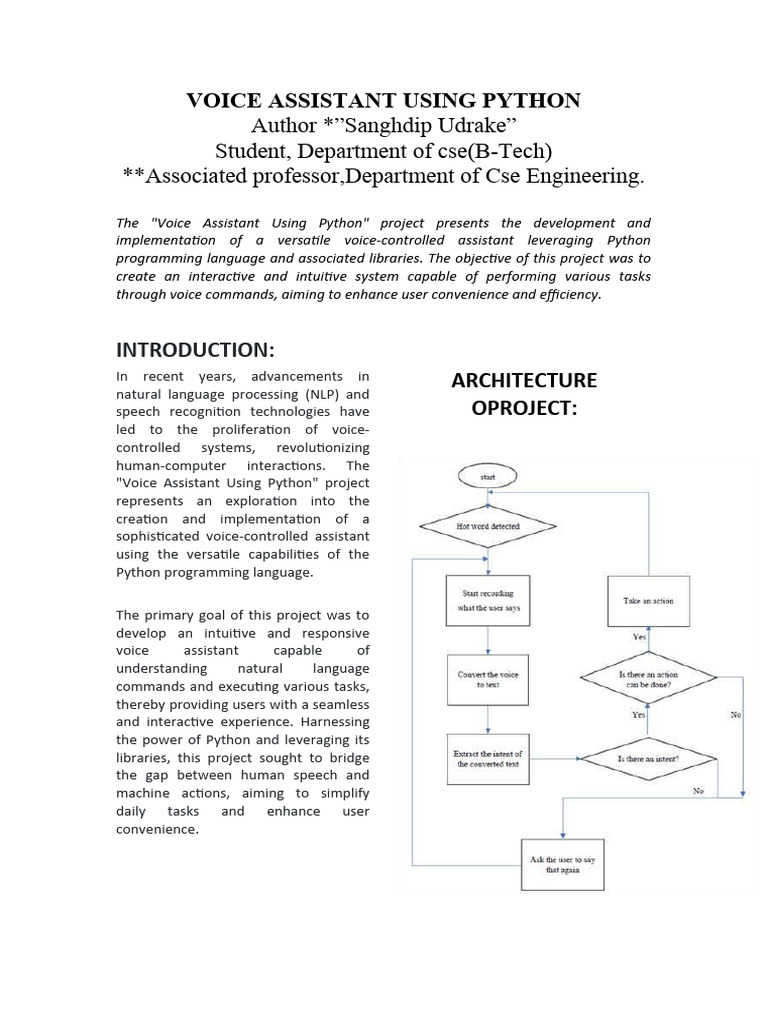 Voice Assistant Using Python | Download Free PDF | Speech Recognition ...