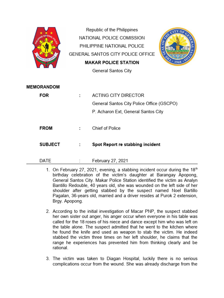 Spot Report | Download Free PDF | Misconduct | Crime & Violence