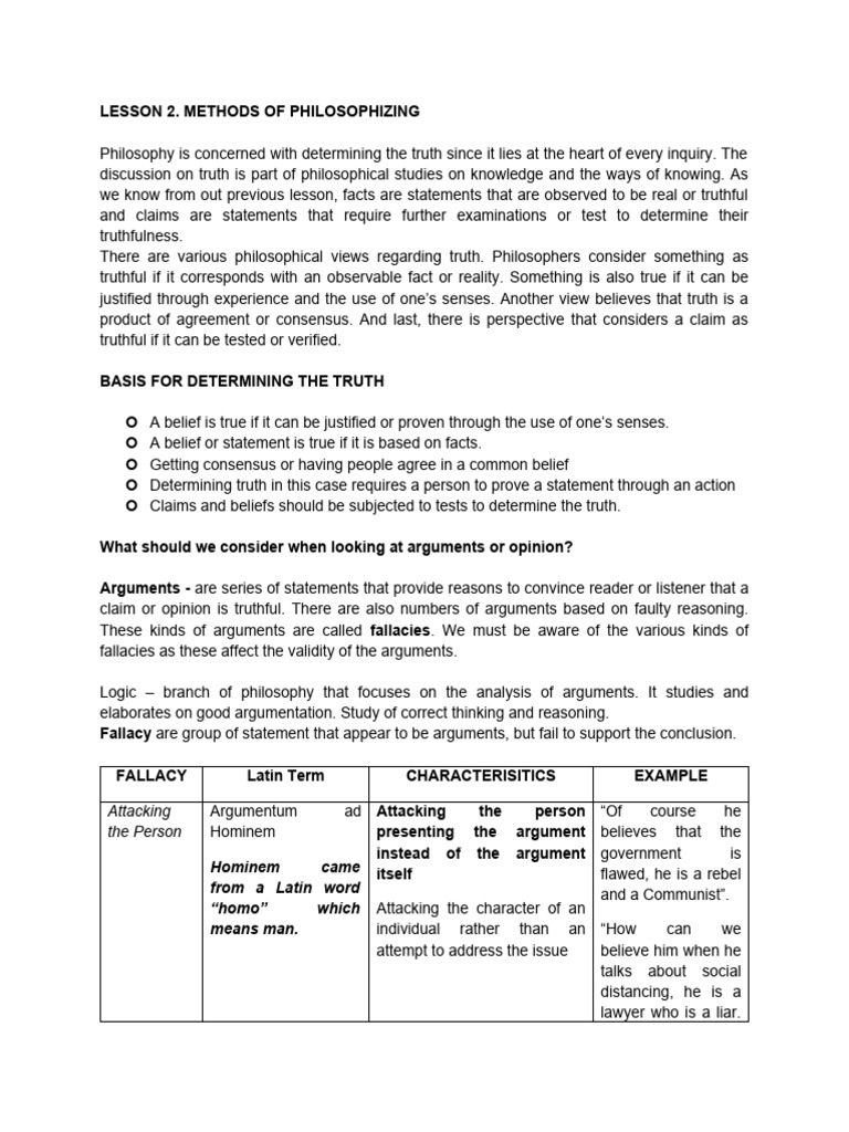 Philosophy Pdf Truth Fallacy