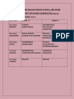 Time Table For FIRST PRE BOARD Examination 2023-2024, For Grade 10 & 12