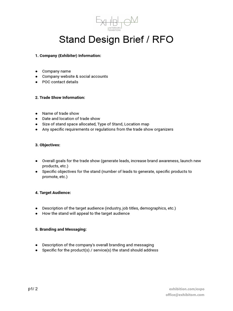 Exhibition Stand Design Brief Template | PDF | Business