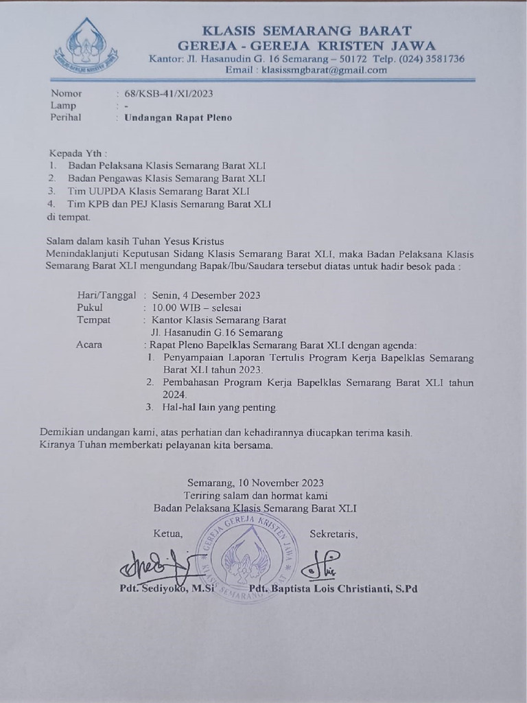 Undangan Rapat Pleno | PDF