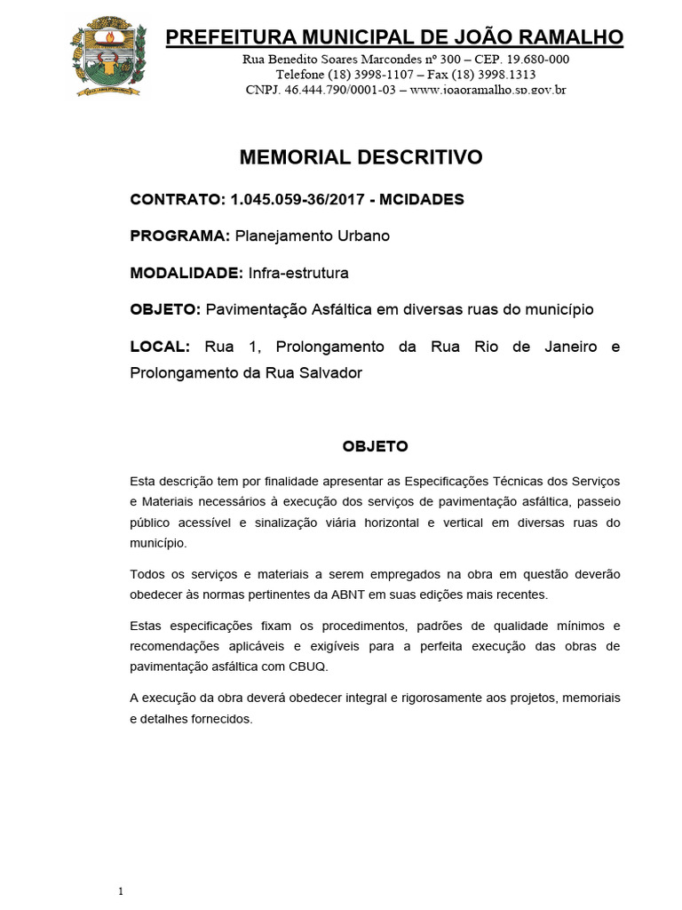 Memorial Descritivo Pavimentação | Download grátis PDF | Materiais ...