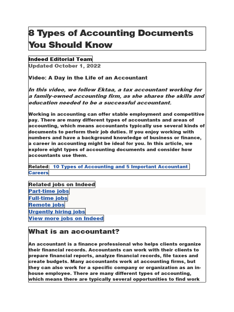 8 Types of Accounting Documents You Should Know PDF Accounting