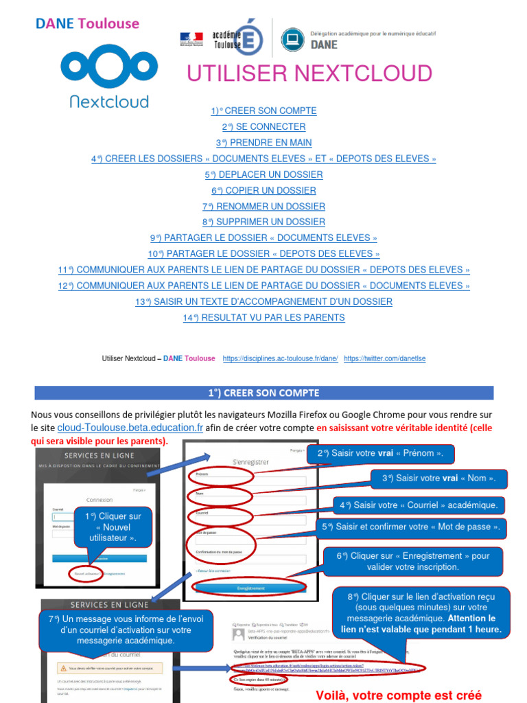 Guide d'utilisation de Nextcloud DANE Toulouse | PDF | Informatique ...