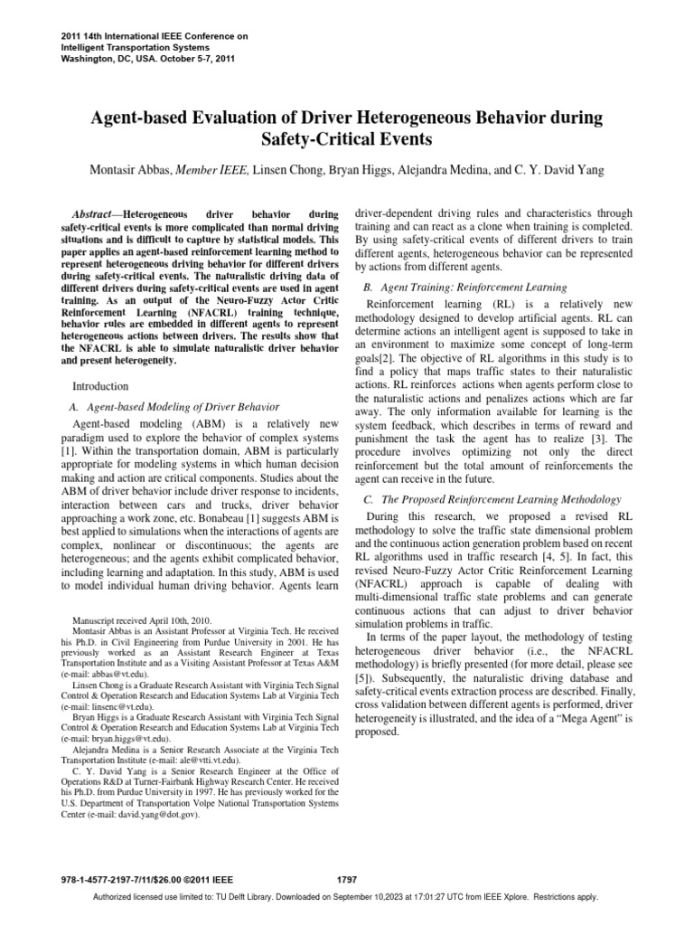 AgentBased Evaluation of Driver Heterogeneous Behavior During Safety