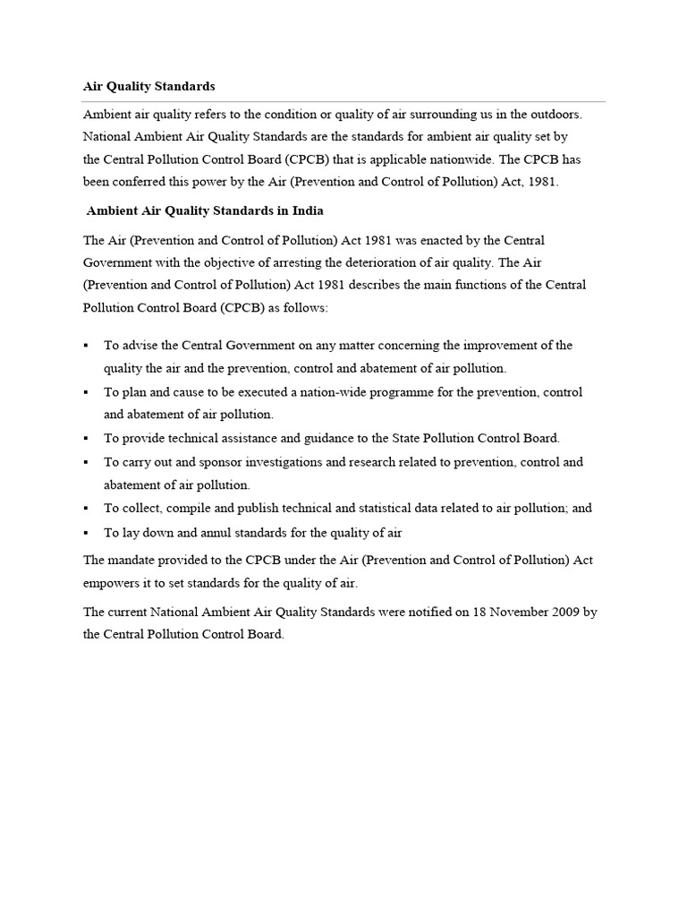 National Ambient Air Quality Standards | PDF | Water | Air Pollution