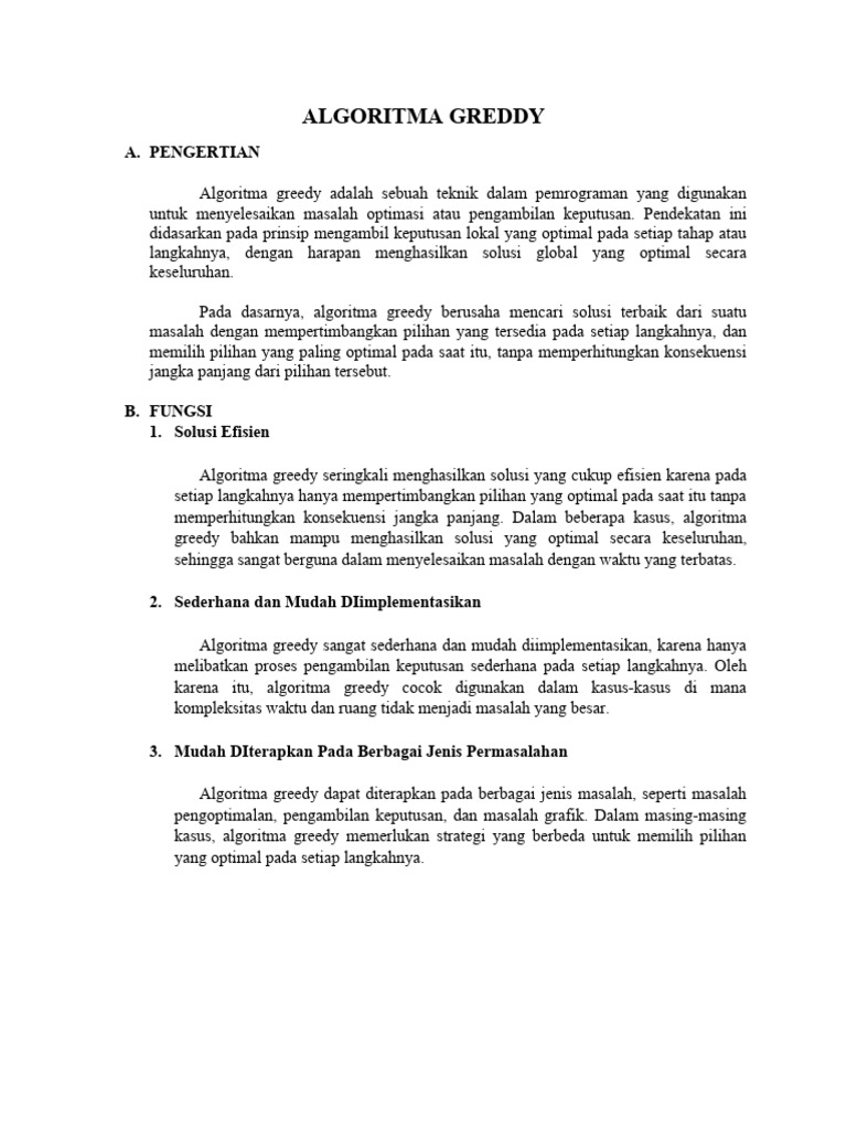 Prinsip dan Penerapan Algoritma Greedy | PDF