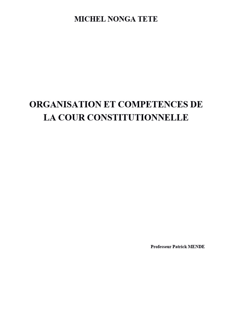 Organisation et compétences de la Cour Constitutionnelle | PDF | Loi ...