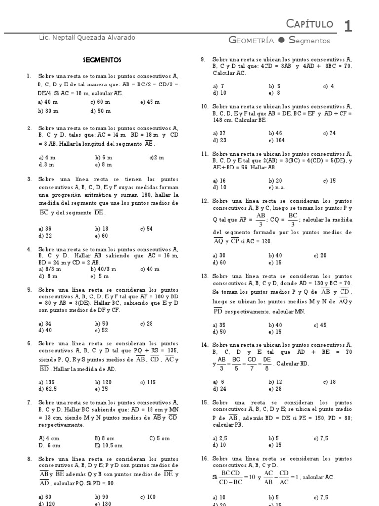 Ejercicios de Segmentos para Primaria | PDF | Geometría | Enseñanza de ...