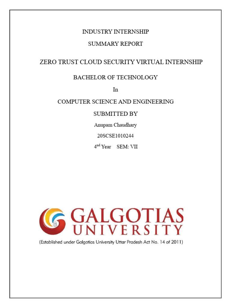 Zscaler Zero Trust Internship Report | PDF | Computer Security | Security