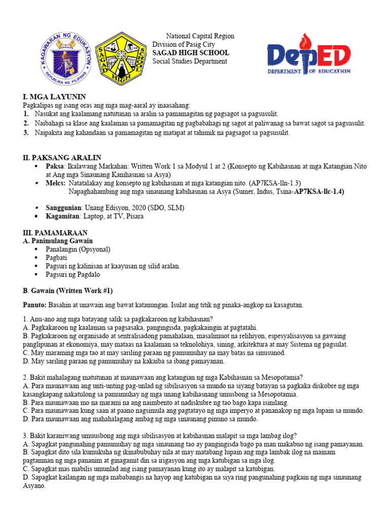 I. Mga Layunin | PDF