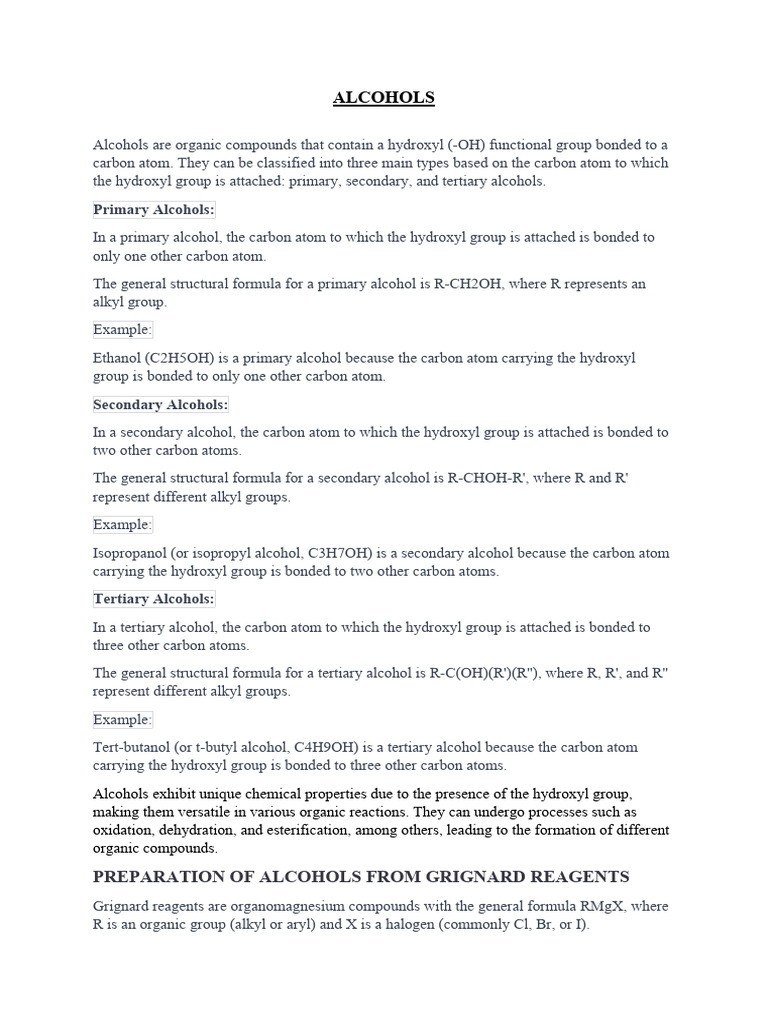 Alcohols S3 Pdf Ethanol Chemical Reactions