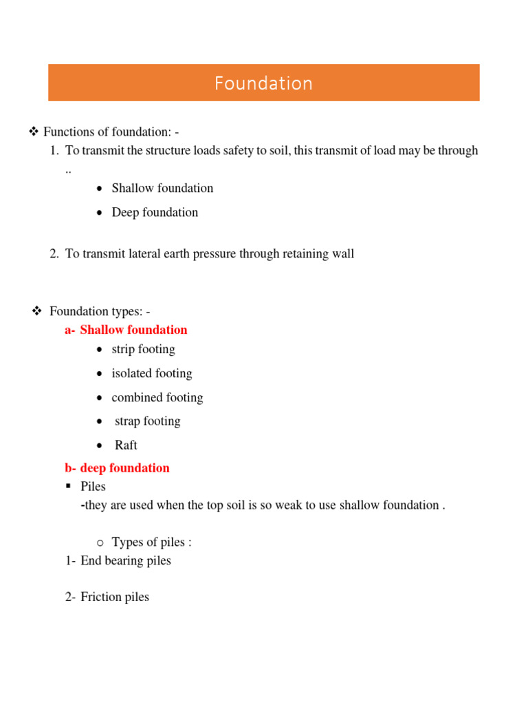 1 Choose Type of Foundation PDF Foundation (Engineering) Deep