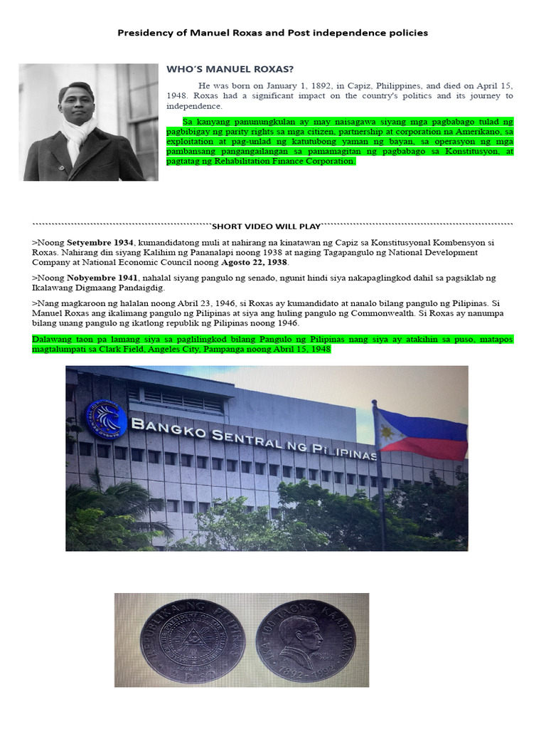 Manuel Roxas: Legacy and Contributions | PDF | Philippines | Asia